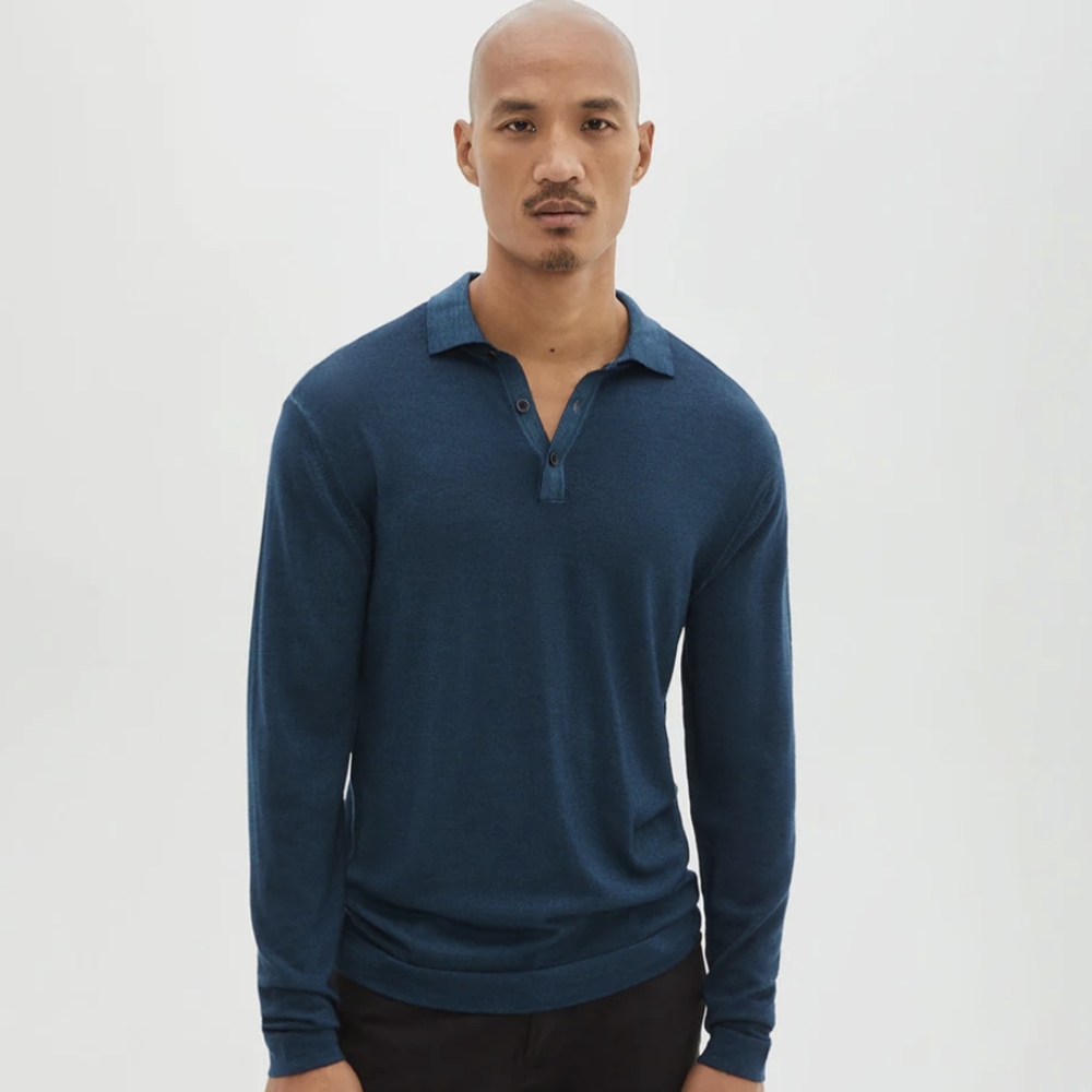 NWT Robert Barakett Newbury Long Sleeve Polo - Teal